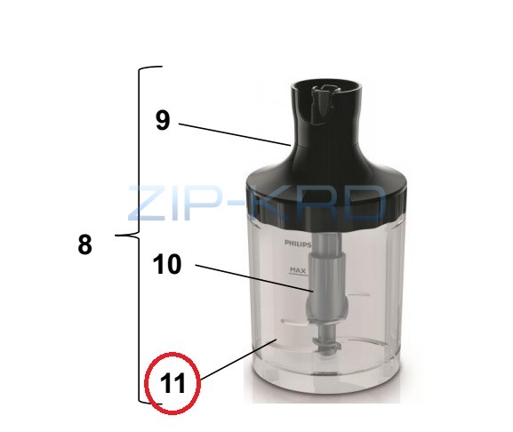Чаша измельчителя (500 ml) для блендера Philips HR1671-HR1675