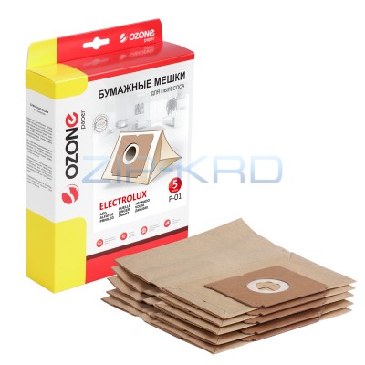 Мешки-пылесборники Ozone бумажные 5 шт для AEG, ALFATEC, ELECTROLUX и др. P-01