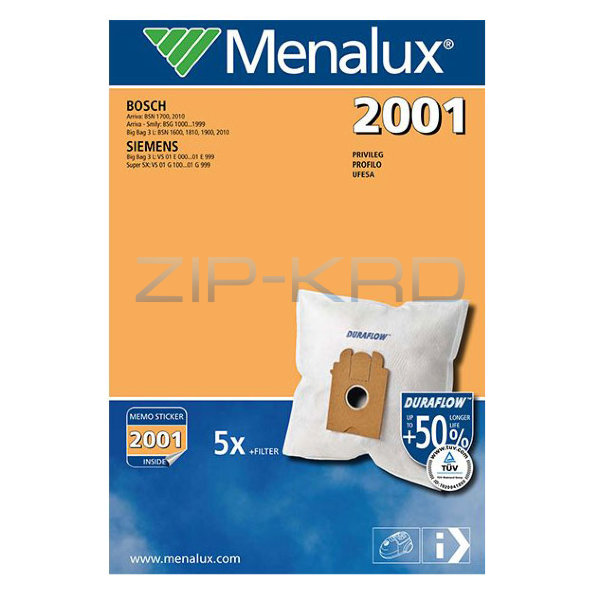 Пылесборники Menalux 2001 к пылесосам Bosch, Siemens, Privileg, Profilo, Ufesa v1039