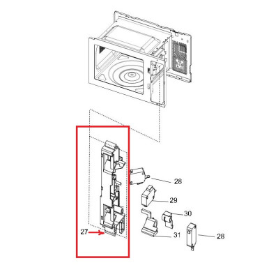 Ответный механизм крючка двери для микроволновки Panasonic A30207W50BP